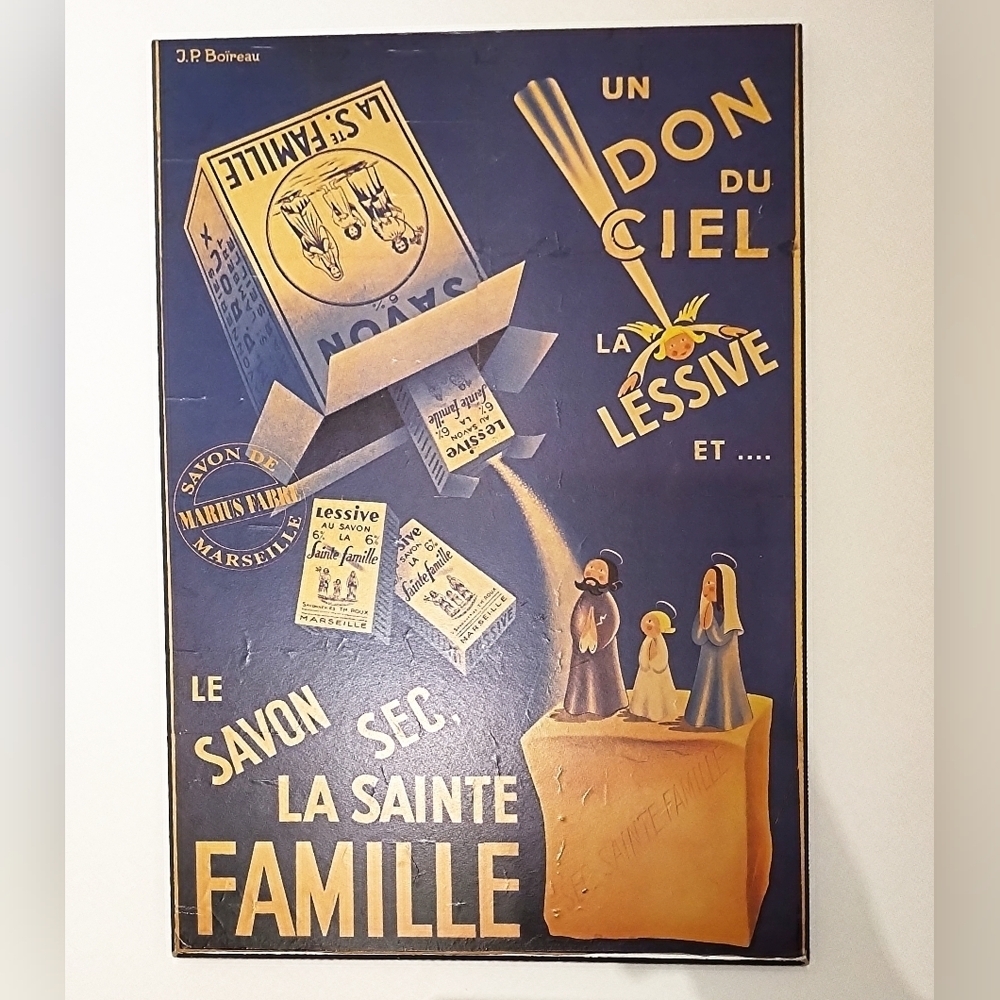 Vintage Art Deco Soap Advertisement Poster on Plak Jewel Tone Wall Decor